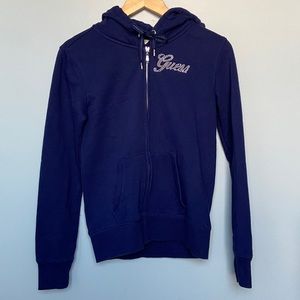 NWOT kids Guess dark blue zip up hoodie M